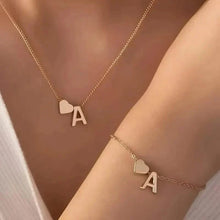 Load image into Gallery viewer, 2-Piece Set: Metal Heart And English Letter Necklace And Bracelet
