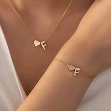 Load image into Gallery viewer, 2-Piece Set: Metal Heart And English Letter Necklace And Bracelet
