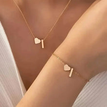 Load image into Gallery viewer, 2-Piece Set: Metal Heart And English Letter Necklace And Bracelet
