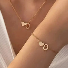 Load image into Gallery viewer, 2-Piece Set: Metal Heart And English Letter Necklace And Bracelet
