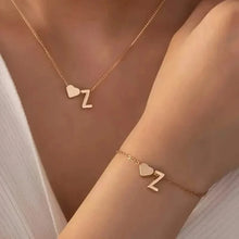 Load image into Gallery viewer, 2-Piece Set: Metal Heart And English Letter Necklace And Bracelet
