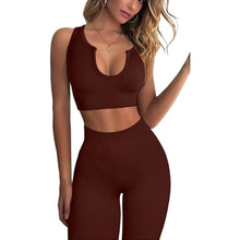 Load image into Gallery viewer, 2-Piece Set: Ribbed Seamless Crop Tank High Waist Yoga Leggings
