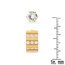 Load image into Gallery viewer, 2-Piece Set: Stainless Steel and Simulated Diamond Cross Studs/Huggie Earrings
