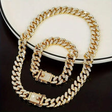 Load image into Gallery viewer, 2-Piece Set: Unisex Hip Hop Cuban Chain Necklace and 8" Bracelet
