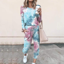 Load image into Gallery viewer, 2-Piece Set: Women's Basic Tie Dye Sweatshirt Tracksuit Pants Sets
