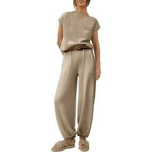 Load image into Gallery viewer, 2-Piece Set: Women's Knit Pullover Tops and High Waisted Pants Tracksuit Lounge Sets
