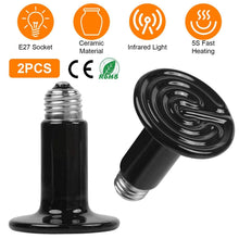 Load image into Gallery viewer, 2-Pieces: 150W Infrared Reptile Heat Lamp No Light Emitting
