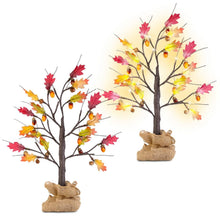 Load image into Gallery viewer, 2-Pieces: 2FT Artificial Lighted Maple Tree with 24-Pieces Warm White LED Beads
