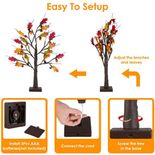 Load image into Gallery viewer, 2-Pieces: 2FT Artificial Lighted Maple Tree with 24-Pieces Warm White LED Beads
