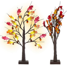Load image into Gallery viewer, 2-Pieces: 2FT Artificial Lighted Maple Tree with 24-Pieces Warm White LED Beads
