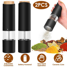 Load image into Gallery viewer, 2-Pieces: Electric Salt and Pepper Grinder Battery Powered with Adjustable Coarseness

