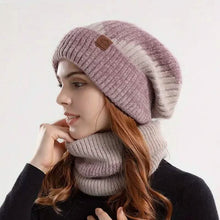 Load image into Gallery viewer, 2-Pieces: Two-Tone Warm Knit Winter Hat
