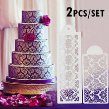 Load image into Gallery viewer, 2 Style Cake Side Cupcake Cake Sugarcraft Decoration Cake Mould Plastic Baking Cake Decorating Tool 2 Pieces Cupcake Stencil Cake Side Decorating Templates Powdered Sugar Template Wedding Cake Decor Flower Molding
