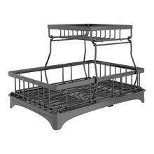 Load image into Gallery viewer, 2-Tier Dish Rack Drainer Organizer Set with Utensil Cup Holder Rack Swivel Spout
