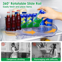 Load image into Gallery viewer, 2-Tier Turntable Organizer Rectangular Refrigerator Spinner Storage Rack with 360° Rotatable Slide Rail
