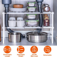 Load image into Gallery viewer, 2-Tier Under Sink Organizer Retractable Space Saving Storage
