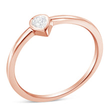 Load image into Gallery viewer, 14K Rose Gold Plated .925 Sterling Silver 1/20 Carat Diamond Teardrop Pear-Shaped Miracle Set Petite Fashion Ring (J-K Color, I1-I2 Clarity) - Size 6
