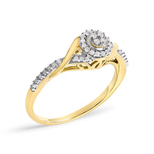 Load image into Gallery viewer, 10K Yellow Gold 1/10 Cttw Diamond Swirl and Halo Promise Ring (I-J Color, I3 Clarity) - Size 7
