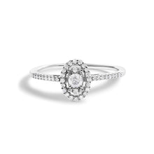Load image into Gallery viewer, 14K White Gold 1/5 Cttw Diamond Oval Shape With Halo Engagement Ring (H-I Color, I1-I2 Clarity) - Size 7
