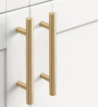 Load image into Gallery viewer, 20 PCS Set Brushed Gold Kitchen Handle Stainless Steel T Bar Door Pull 76mm 96mm Cabinet Knobs and Handles Black Furniture Handle Stainless Steel Kitchen Cupboard Handles Cabinet Handles
