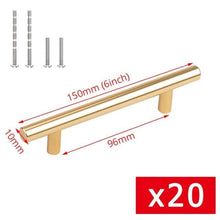 Load image into Gallery viewer, 20 PCS Set Brushed Gold Kitchen Handle Stainless Steel T Bar Door Pull 76mm 96mm Cabinet Knobs and Handles Black Furniture Handle Stainless Steel Kitchen Cupboard Handles Cabinet Handles
