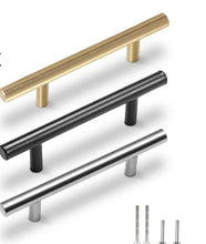Load image into Gallery viewer, 20 PCS Set Brushed Gold Kitchen Handle Stainless Steel T Bar Door Pull 76mm 96mm Cabinet Knobs and Handles Black Furniture Handle Stainless Steel Kitchen Cupboard Handles Cabinet Handles
