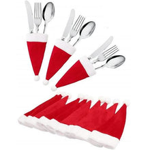 Load image into Gallery viewer, 20-Piece: Christmas Santa Hat Silverware Storage Bag
