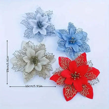 Load image into Gallery viewer, 20-Pieces: Artificial Poinsettia Flowers Christmas Ornament

