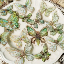 Load image into Gallery viewer, 20-Pieces: Ice Crystal Laser Butterfly Decorative PET Stickers

