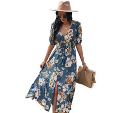 Load image into Gallery viewer, Fashion Casual Loose Party Short Sleeve Maxi Split Dress -  Summer Dresses for Women
