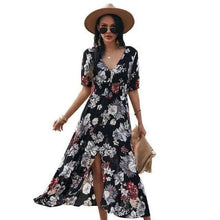 Load image into Gallery viewer, Fashion Casual Loose Party Short Sleeve Maxi Split Dress -  Summer Dresses for Women
