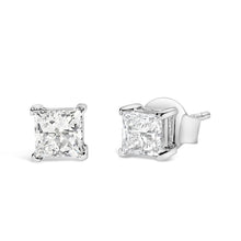 Load image into Gallery viewer, 14K White Gold 3/8 Cttw Lab Grown Princess-Cut Diamond 4-Prong Solitaire Stud Earrings (VS1-VS2 Clarity, F-G Color)
