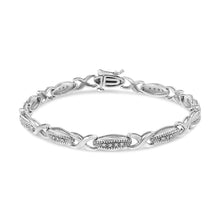 Load image into Gallery viewer, .925 Sterling Silver 1/5 Cttw Round-Cut Diamond "X" Link Bracelet - Size 7.50" (I-J Color, I2-I3 Clarity)
