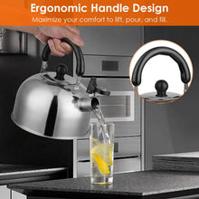 Load image into Gallery viewer, 2.1 Quarts Stainless Steel Whistling Tea Kettle Stovetop Induction Gas Teapot
