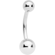 Load image into Gallery viewer, 16G Solid 14k White GOLD BALL Belly Ring 3/8 6mm/4mm
