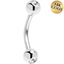 Load image into Gallery viewer, Solid 14k White GOLD Cubic Zirconia Eyebrow Ring 16G 5/16
