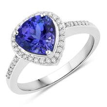 Load image into Gallery viewer, 2.33 Carat Genuine Tanzanite and White Diamond 14K White Gold Ring
