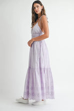 Load image into Gallery viewer, Eyelet Lace Maxi Dress With Side Strap Details – Elegant Fluttering Eyelet Lace Maxi Dress, Modern Side Strap Design, Formal Summer Maxi Dress, Sophisticated Event Dress
