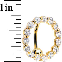 Load image into Gallery viewer, 16G Solid 14k Yellow Gold Reverse Zirconia Circle Belly Ring
