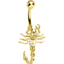 Load image into Gallery viewer, 16G Solid 14K Yellow Gold Scorpion Belly Ring
