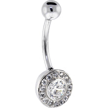 Load image into Gallery viewer, 16G Solid 14K White Gold Cubic Zirconia ROUND Belly Ring
