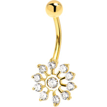 Load image into Gallery viewer, 16G Solid 14K Yellow Gold Cubic Zirconia PEACOCK Belly Ring
