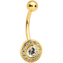 Load image into Gallery viewer, 16G Solid 14K Yellow Gold Cubic Zirconia Round Belly Ring
