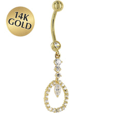 Load image into Gallery viewer, 16G Solid 14K Yellow Gold Ciruclar Indulgence Cubic Zirconia Belly Ring
