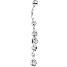 Load image into Gallery viewer, 16G Solid 14K White Gold Scroll Delight Cubic Zirconia Belly Ring

