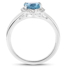 Load image into Gallery viewer, 2.13 Carat Genuine London Blue Topaz and White Topaz .925 Sterling Silver Ring

