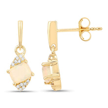 Load image into Gallery viewer, 0.57 Carat Genuine Ethiopian Opal and White Diamond 14K Yellow Gold Earrings
