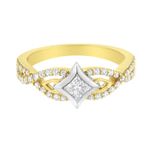 Load image into Gallery viewer, 10K Two Tone Color 2/3 Cttw Diamond Kite and Twist Shank Ring (H-I Color,SI2-I1 Clarity)
