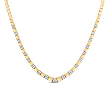 Load image into Gallery viewer, 14K Yellow Gold 4/5 Cttw Diamond Cluster and Bar Set Link 3.5 MM Chain Necklace (G-H Color, VS1-VS2 Clarity) - 16" Inches
