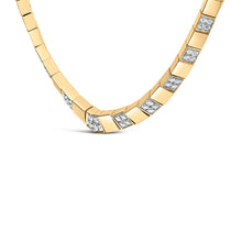 Load image into Gallery viewer, 14K Yellow Gold 4/5 Cttw Diamond Cluster and Bar Set Link 3.5 MM Chain Necklace (G-H Color, VS1-VS2 Clarity) - 16" Inches
